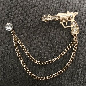 Gold Gun Shirt Pin